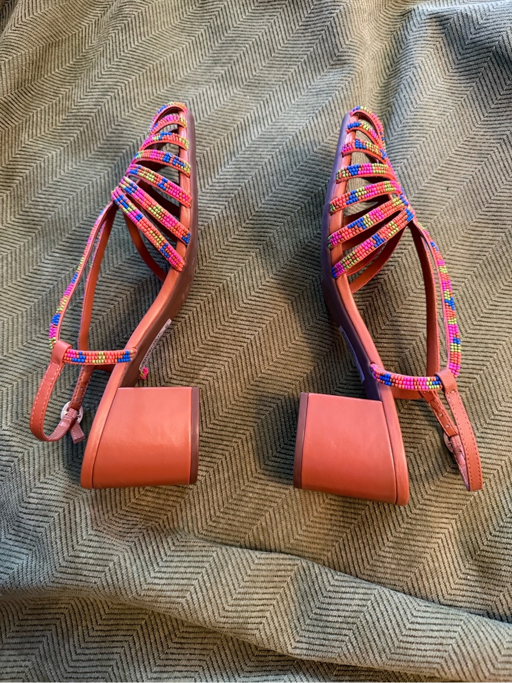 NWT Arezzo Paola Beaded Colored Strappy Chunky Heel Sandal Size 8 - Picture 4 of 9